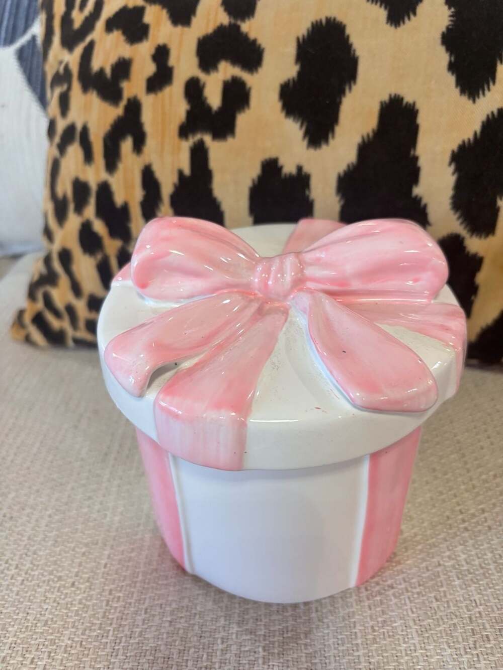 Teleflora Gift Pink And White Ceramic Gift Box Jar
